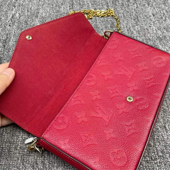 100%  Authentic Louis Vuitton Pochette Felicie Red W/P Monogram Shoulder Bag - Picture 11 of 16